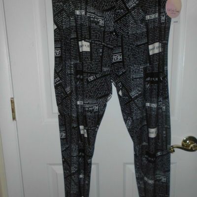 FULL CIRCLE TRENDS BLACK/WHITE (GOOD NEWS) STRETCH LEGGING JEGGING PANTS SZ 2X